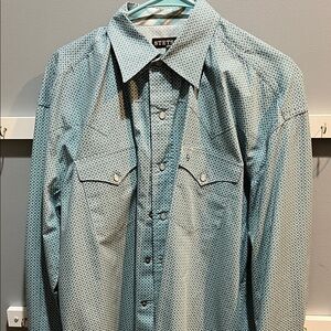 Stetson Men's Teal Geometric Button-Down Shirt